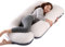 Coussin de Grossesse pour dormir, Coussin d'allaitement,Grand Coussin allaitement en forme de U de maternité avec Housse en Velours remplaçable et Lavable (Gris&Blanc-Velours)