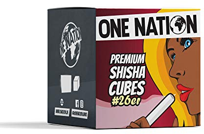 ONE NATION | Premium 26er Shisha Kokoskohle Naturkohle, Hookah Charcoal Shisha aus 100% Kokosschalen - max. 120 Minuten Brenndauer | Starke Hitze | Ohne Eigengeschmack & chemische Zusätze 2kg