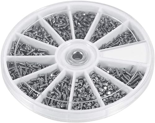 LANTRO JS Assortiment De écrous et de Boulons, 600pcs M1 M1,2 M1,4 M1,6 Vis et écrous en Acier Inoxydabl pour Montres, Lunettes, électronique