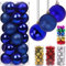 Baubles 24pcs Shatterproof Plastic Blue Christmas Balls Ornaments Xmas Tree Balls for Festival Holiday Wedding Party Decor (4cm)