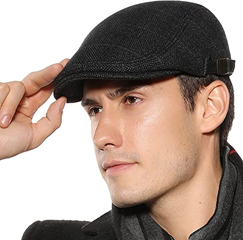 AIEOE Herren Flache Kappe Wolle Flatcap Herbst Winter Schiebermütze Sport Gatsby Newsboy Cap