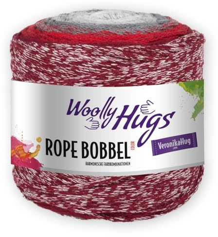 Woolly Hugs Rope Bobbel 250g 101 - rot/grau