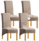 SHENGYIJING 1/2/4/6 PCS Diamond Lattice FStretch wasserdichte XL Stuhlhussen für Esszimmer, Spandex Large Dining Chair Husses High Back Jacquard Dining Chair Covers (Khaki,Set of 4)