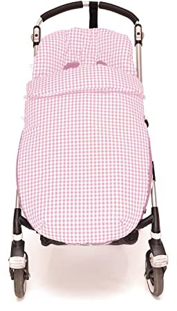 Universal Fußsack für Kinderwagen oder Buggy – Geruit – Handmade – Nenel (Rosa)