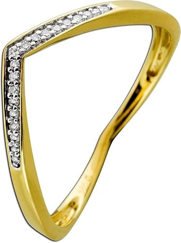 Ch.Abramowicz Ring V-Form Gelbgold 585 14 Karat 19 Diamanten Total 0,05ct W/SI 18