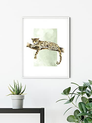 Komar Wandbild - Lazy Leopard - Größe: 50 x 70 cm - Poster, Kunstdruck, Dekoration, Wohnzimmer, Schlafzimmer (ohne Rahmen)