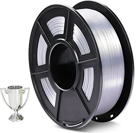 PLA 3D Printer Filament 1.75mm, High Toughness 3D PLA Plus Filament 1KG Spool, Dimensional Accuracy +/- 0.02mm, Cardboard Spool Print with Most FDM 3D Printers (Silver)
