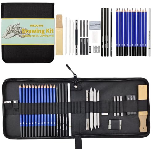 33 Drawing & Sketching Pencils Set, Pro Art Supplies with Case for Adults