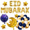 TEDORU XXL Eid Mubarak Deko-Set | 45-teilige Ramadan Dekoration mit XXL Folienluftballons, Konfetti-Ballons und Luftballons