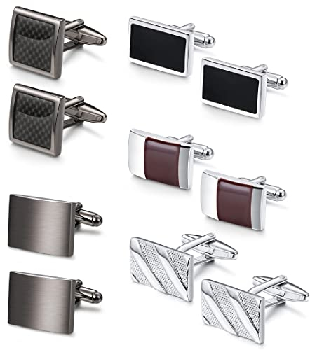 YADOCA 5 Paar Klassische Manschettenknöpfe Herren Personalisierte Manschettenknöpfe Schwarz Hochzeit Business Hemd Manschettenknöpfe Set mit Geschenkbox