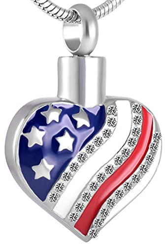 ZEZILE Edelstahl USA Flagge Dog Tag Einäscherungsanhänger Urne Asche Mensch