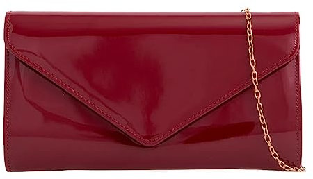 A2ZUKFASHION Pochette da donna in vernice tinta unita, borsa da sposa da donna, borsa a tracolla per feste e balli, Borgogna