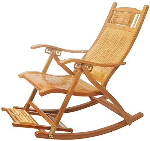 ANIFM Zero Gravity Lounge Chair, Bambus-Schaukelstuhl, Klappstuhl, Holz-Bambus-Schaukelstuhl mit Fußmassage, Balkon-Liegestuhl, Verstellbarer Mittagspausen-/Büro-/Außen-Loungesessel, Loungesessel