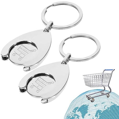 Kinretixia® Lot de 2 jetons de caddie, porte-clés de voiture avec jeton de caddie