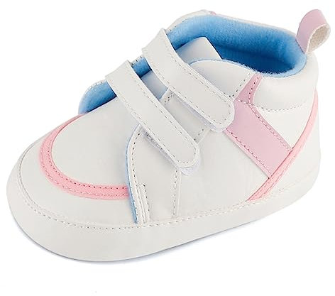 LACOFIA Scarpe Neonata Scarpine Primi Passi Bimba con Suola Morbida Antiscivolo Rosa 12-18 Mesi