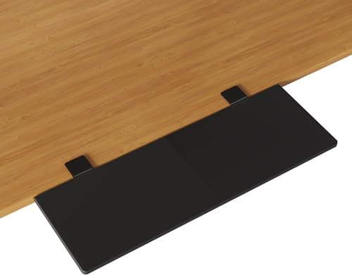 BONTEC Ergonomics Desk Extender Tray, 691 x 241mm Table Mount Desk Extender Shelf, 90° Foldable Table Extender, Clamp on Arm Rest for Desk, Suitable for Office Home Use, Black