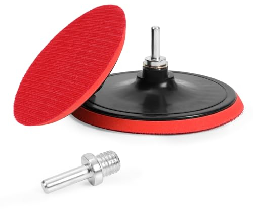150mm Polierpad Adapter, 150mm Schleifteller mit Klett M14 inkl. Spanndorn für Bohrmaschine Winkelschleifer(2 Stück)