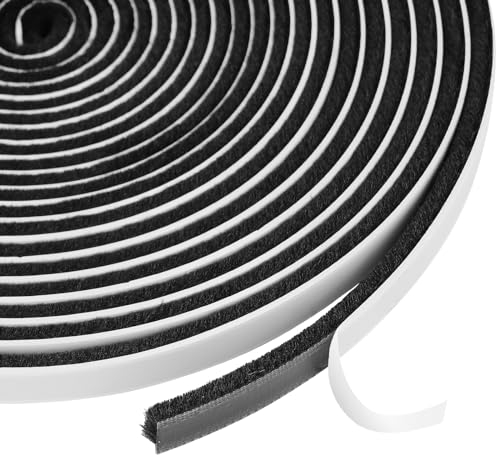 Flintronic Burletes Para Ventanas Correderas, Cepillo adhesivo de 6m, Junta de Cepillo Autoadhesiva, Burletes Para Ventanas, Prueba de Viento de Polvo Puerta Ventana Strip Pegatina 9 x 5 mm (Negro)