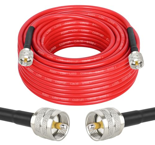 MOOKEERF RG8X Coaxial Cable 50ft,CB Coax Cable,UHF PL259 Male to Male Low Loss CB Antenna Cable 50 Ohm for HAM Radio,Antenna Analyzer,Dummy Load,SWR Meter