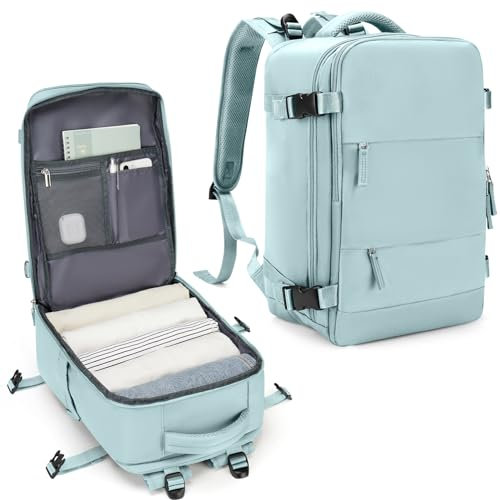SZLX for Ryanair Cabin Bags 40x20x25 Underseat Carry-ons Bag,Easyjet Cabin Bag Travel Backpack Cabin Size Hand Luggage with Water Bottle Holder Travel Ruscksack Fit 14 Inch Laptop Light Blue