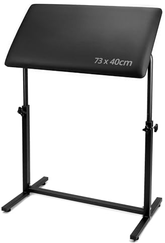 QWORK® Professionelle Tattoo Armlehne Ständer Beinauflage Ständer mit 180°-Neigung Schwammpolster Größe 73x40 cm, Verdickte 5 cm, Verstellbare Höhe 67-100 cm