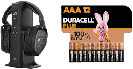 Sennheiser RS 175 Digitaler kabelloser Over-Ear-Kopfhörer – Bassverstärkung und Surround-Sound & Duracell Plus AAA-Batterien (12er-Pack) – Alkaline 1,5 V – bis zu 100% zusätzliche Lebensdauer