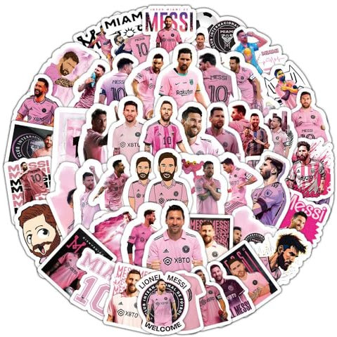 Fußballstern-Aufkleber, Messi-Aufkleber, 50 Stück, für Hydroflaschen, Laptop, Handyhülle, Computer-Wasserflasche