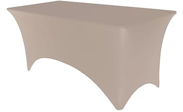 Pomp Stretch-Tischdecke, 2,4 m, Spandex, knitter- und schmutzabweisend, pflegeleicht, Premium-Gewebe, passend für rechteckige Tische, 2,4 m, Champagnerfarben