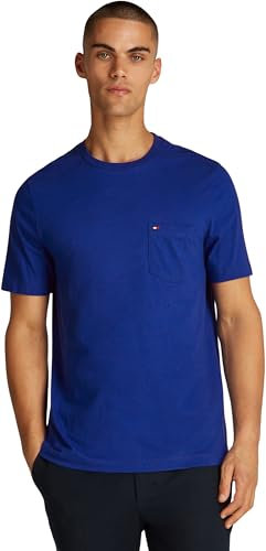 Tommy Hilfiger Men’s Short Sleeve Essential T-Shirt with Breast Pocket, Blue (Wedge Blue), M