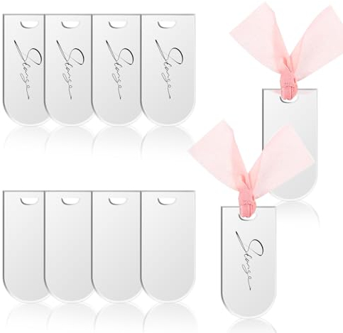 LELE LIFE Acryl-Tischkarten, DIY-Hochzeitsschilder, Namensschilder, Geschenkanhänger, Reservierte Tischschilder, Blanko Anhänger Mit Löchern, Silberfarben, 10 Stück