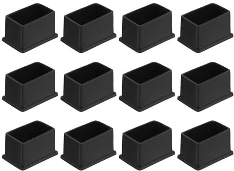 sourcing map 12Pcs PVC Square Chair Leg Caps, 50mm x 30mm OD Black Furniture Feet Pads Table Foot Cover Caps Floor Protectors for Patio Table Cabinet Bed Furniture