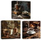 ZQQART Kaffee Leinwand Wanddekoration für Küche Vintage braune Kaffeebohnen Bild Wanddekoration Kaffeehaus Gemälde Drucke Esszimmer Dekor Rahmen 3 Stück(Schwarz,30x30cmx3 Pieces)