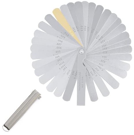 DOETYD Feeler Gauges Stainless Steel Feeler Gauge Imperial and Metric 0.04-0.88 mm (0.0015-0.035 Inch) Fire Door Gap Gauge and Tool with 32 Blades for Spark Plug Gap Guitar Action