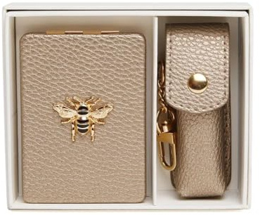 Alice Wheeler Bee Giftset - 2 piece set - Compact Mirror & Lipstick Holder (Bronze)