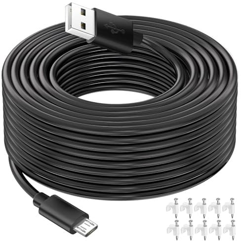 BLKing USB charging cable for Camera,33ft/10m, Micro USB power cable for security camera, ideal for charging security camera (16.5ft/5m B)