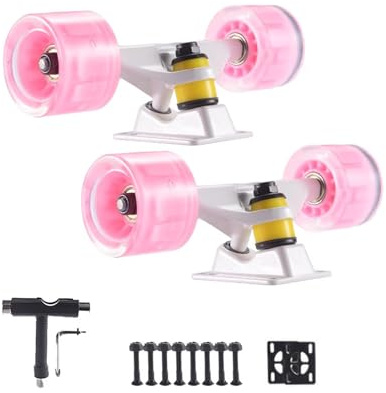 ANWEALTH Skateboard Achsen Set Skateboard Achsen und Rollen Set Flash LED Skateboard Rollen und Kugellager Set 60 mm mit Skateboard Pads Skateboard Werkzeug