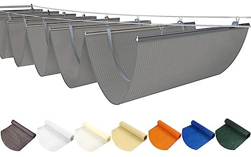 Tenda parasole retrattile per pergola, terrazza, giardino, resistente ai raggi UV e design ondulato