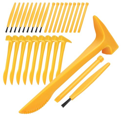 JOINPAYA 10 Set Excavation Tool Kit: Dino Fossils Dig Kit for Kids, Bulk Archaeology Dig Tools with Mini Hammer Chisel and Brush for Fossil Gem Digging, Science Toy
