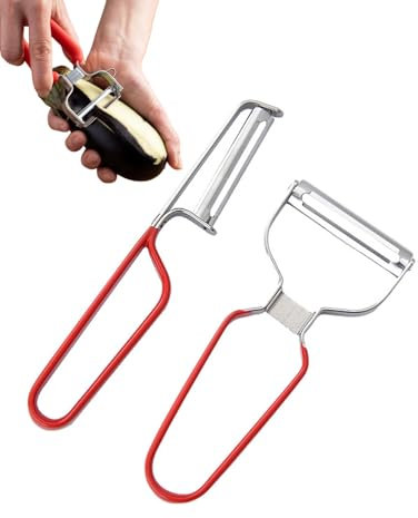 MYGLOAR Sale Tomato and Kiwi Peeler 2 Pieces, Peeler, Chef Extra Wide Potato Peeler, Double Blade, Sturdy Plastic Handle, Red