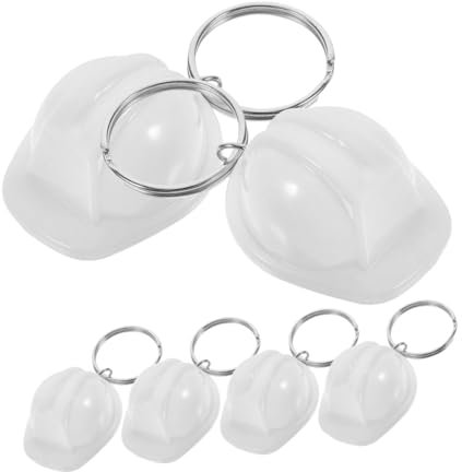 VOSAREA 6St Schlüsselanhänger -Schutzhelm Sicherheitshut-Anhänger Bauhelm Spielzeug Kette Hut dekorieren anhänger spriegel pendant cadfi Geldbörse Charme Taschenanhänger Plastik Weiß