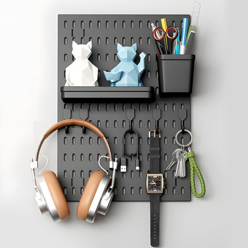 Civenhhd Lochbrett, Pegboard, Stanzbrett, an der Wand montierte Speicherregal (Schwarz, Wandmontage, Set 4)