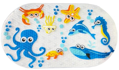 THERMOBABY – Alfombra de baño Antideslizante para bebé, cómoda, Divertida y fácil de Limpiar, Universal, se Adapta a Todas Las bañeras, a Partir de 8 Meses, 71 x 38 cm