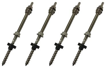 4x Handelskönig Stockschraube M10 x 250 mm V2A mit Dichtung & Sperrzahnmutter zur Montage von PV-Anlagen, rostfrei & wetterfest
