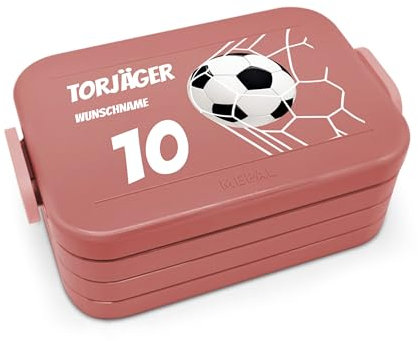 printplanet® Personalisierbare Brotdose „Layout Fußball“ – Lunchbox/Bento Box von Mepal – mit eigenem Namen oder Wunschtext – Farbe Vivid Mauve – BPA-frei – Geschenkidee