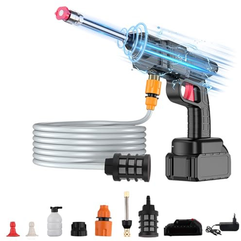 Fancysky Pistola Idropulitrice a Batteria, Idropulitrice Pavimenti Esterni, Idropulitrice Auto, Idropulitrice Parkside, Idropulitrice Elettrica, Pistola Lavaggio Auto, Pulivapor Alta Pressione (Spina)