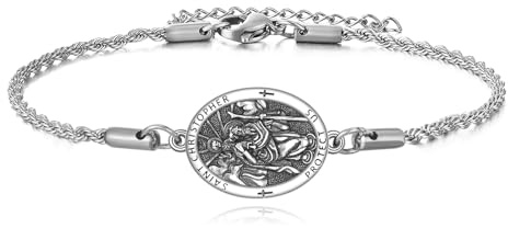 CUPENDA St. Christopher Armband S925 Sterling Silber St. Christopher Armband St. Christopher Schmuck Geschenke für Herren