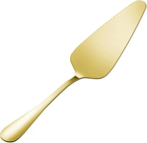 Professional Stainless Steel Cake Server Spatula, Mirror-Polished Gold Finish, Long Handle Triangle Design