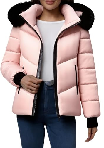 Uwdiohq Piumino da Donna Casual, Spesso, Caldo, in Cotone Europeo E Americano, A Vita Media O Lunga Giacca Sci (Pink, S) 100 Grammi Cappotto Giubbotto Mezza Stagione Elegante Blauer Sintetico