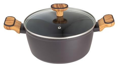 Bergner Charcoal Kochtopf mit Deckel, Ø 24 cm, 4 l, aus geschmiedetem Aluminium, antihaftbeschichtet