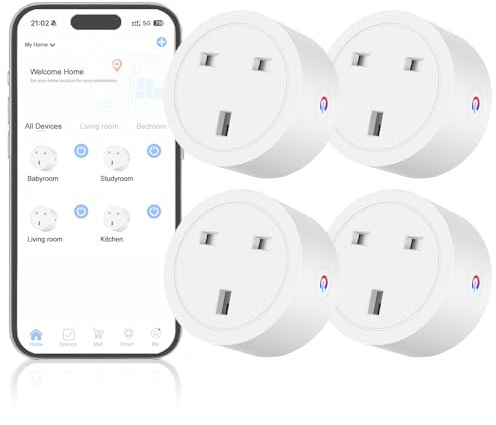 Oblinple Smart Plug 13A, Alexa Plug with Energy Monitoring 2.4GHz | Smart Plugs that Work with Alexa Google Home, Timer Plug - Voice Control Timer & Schedule Smart Life/Tuya App Remote Control